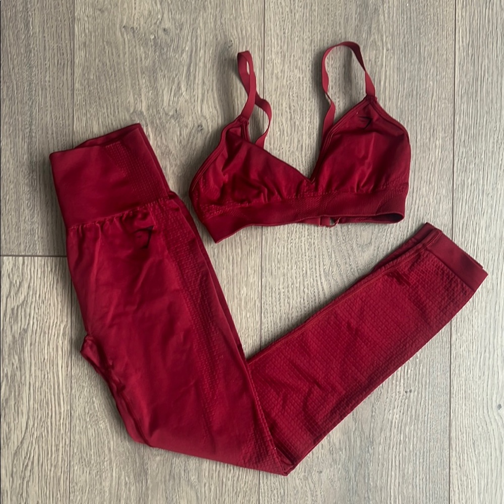 Red Sports Bra and Leggings Set